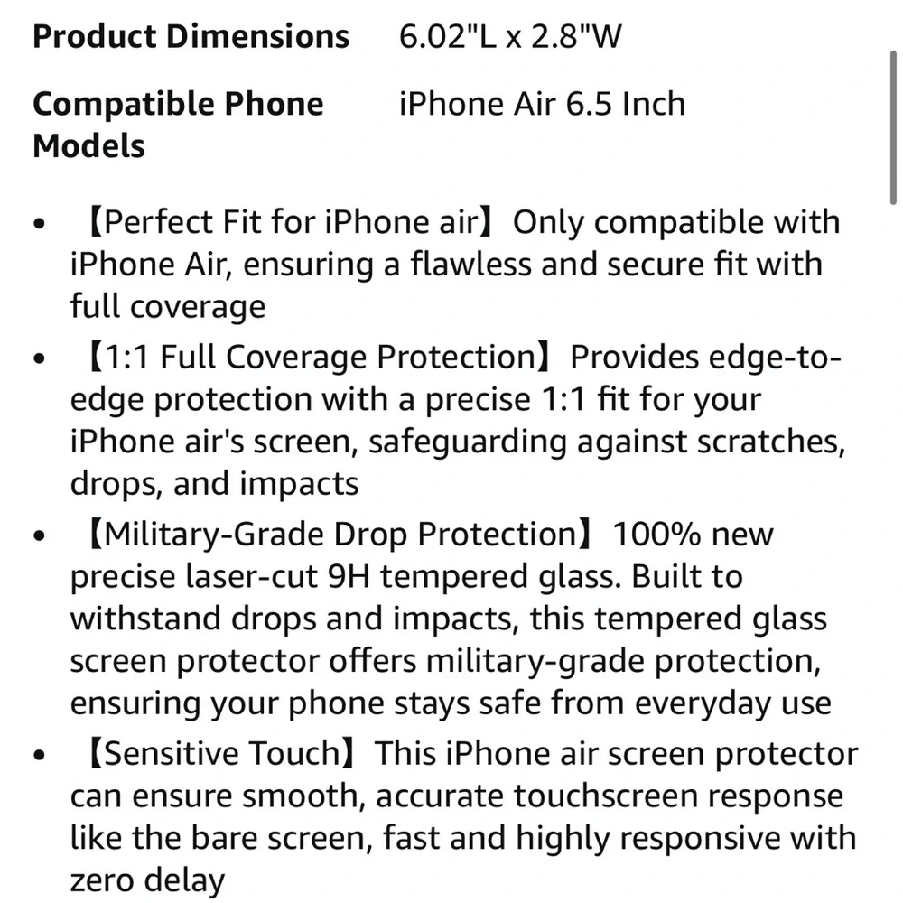 iPhone Air 6.5 Inch Screen Protector